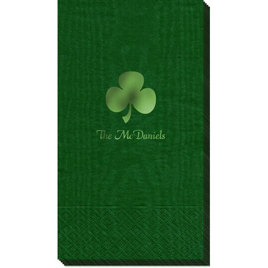 Three Leaf Shamrock Moire Guest Towels
